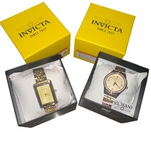 2 Invicta Gold Watch’s  Pair with Yellow Boxes